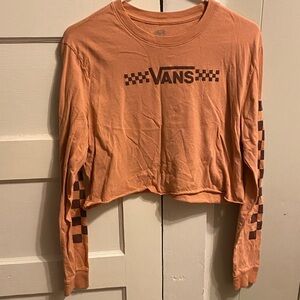 Vans Orange Checkered Long Sleeve Crop Top